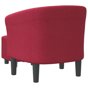 Clubsessel mit Hocker, Weinrot