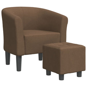 Clubsessel mit Hocker, Braun Stoff