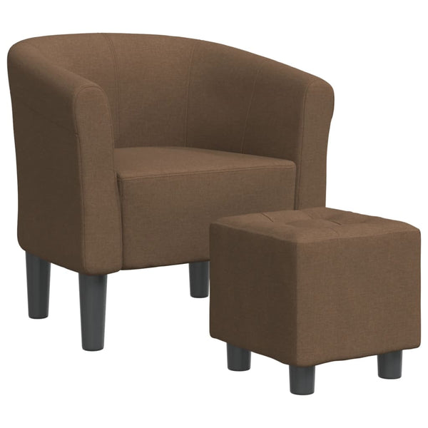 Clubsessel mit Hocker, Braun Stoff