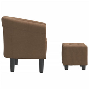 Clubsessel mit Hocker, Braun Stoff