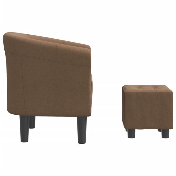 Clubsessel mit Hocker, Braun Stoff