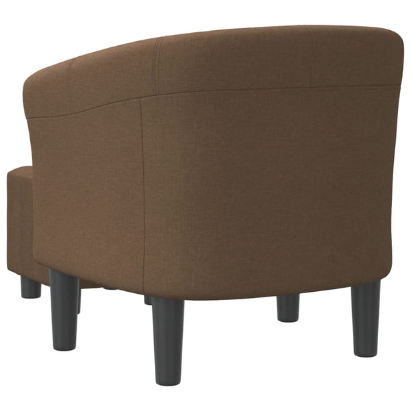 Clubsessel mit Hocker, Braun Stoff