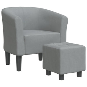 Clubsessel mit Hocker, Hellgrau