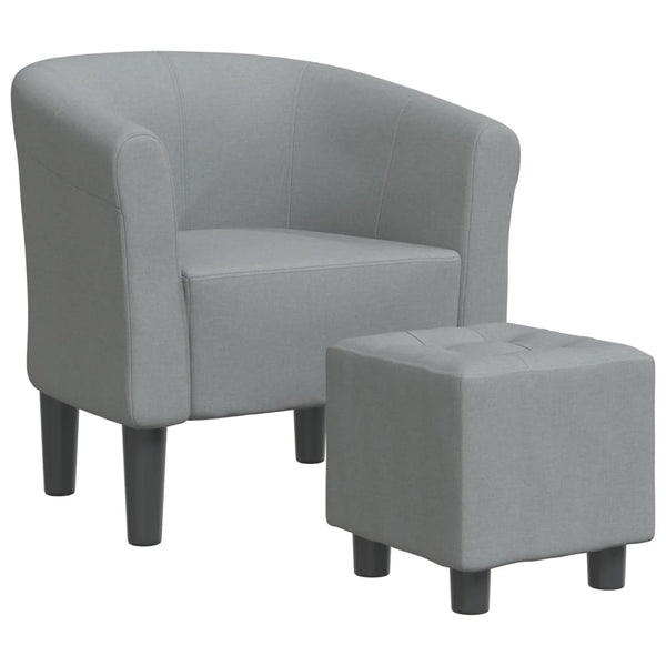 Clubsessel mit Hocker, Hellgrau
