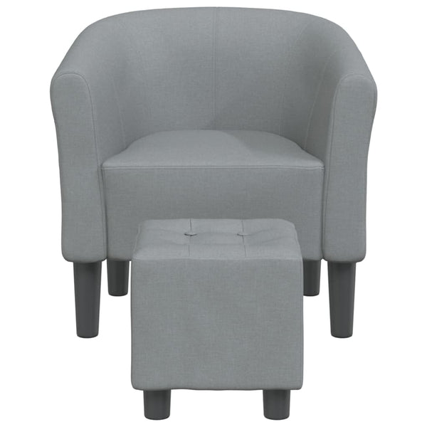 Clubsessel mit Hocker, Hellgrau