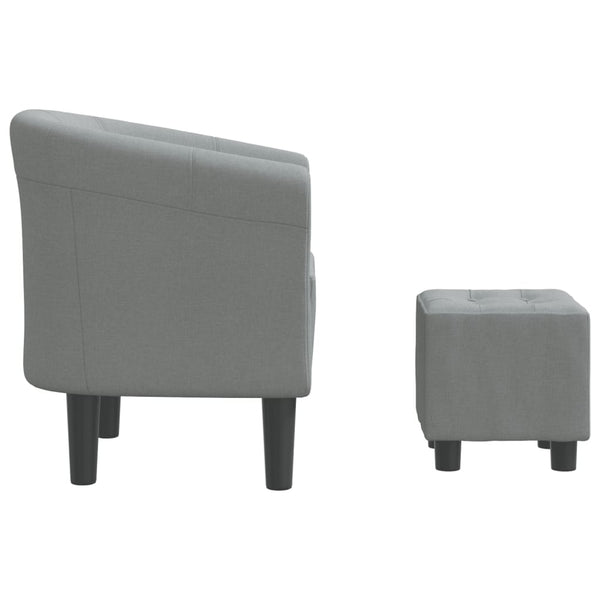 Clubsessel mit Hocker, Hellgrau