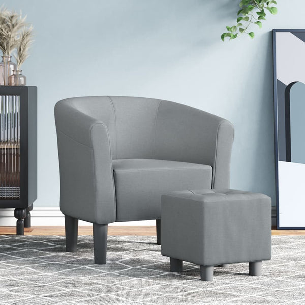 Clubsessel mit Hocker, Hellgrau