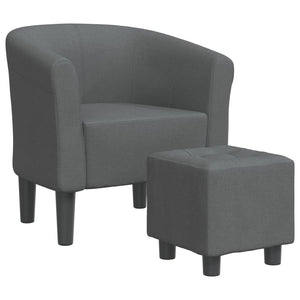 Clubsessel mit Hocker Dunkelgrau Stoff