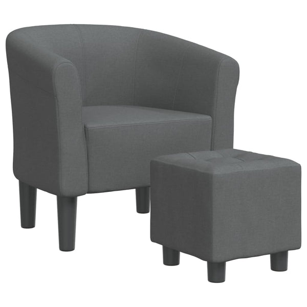 Clubsessel mit Hocker Dunkelgrau Stoff