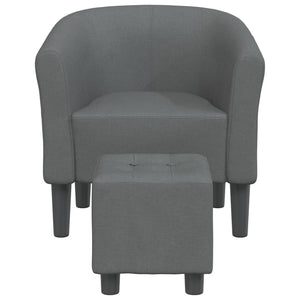 Clubsessel mit Hocker Dunkelgrau Stoff