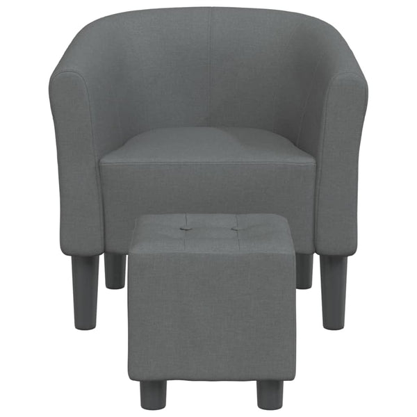 Clubsessel mit Hocker Dunkelgrau Stoff