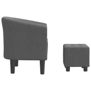 Clubsessel mit Hocker Dunkelgrau Stoff