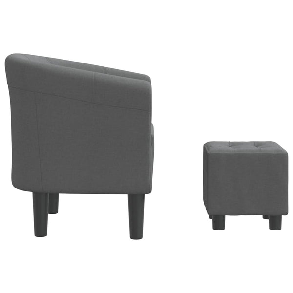 Clubsessel mit Hocker Dunkelgrau Stoff