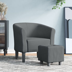 Clubsessel mit Hocker Dunkelgrau Stoff