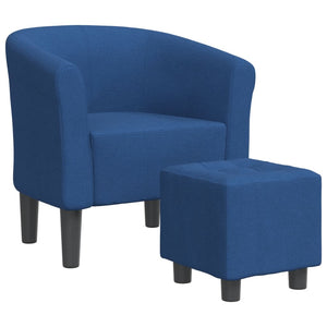 Blauer Clubsessel mit Fußhocker