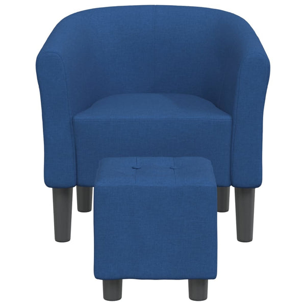 Blauer Clubsessel mit Fußhocker