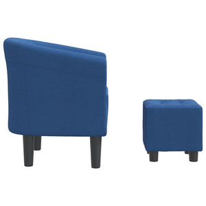Blauer Clubsessel mit Fußhocker