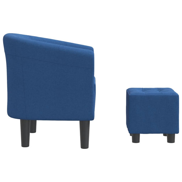 Blauer Clubsessel mit Fußhocker