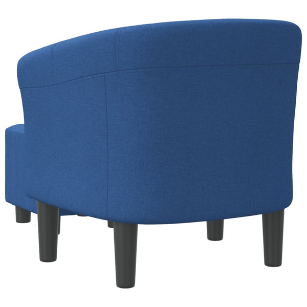 Blauer Clubsessel mit Fußhocker