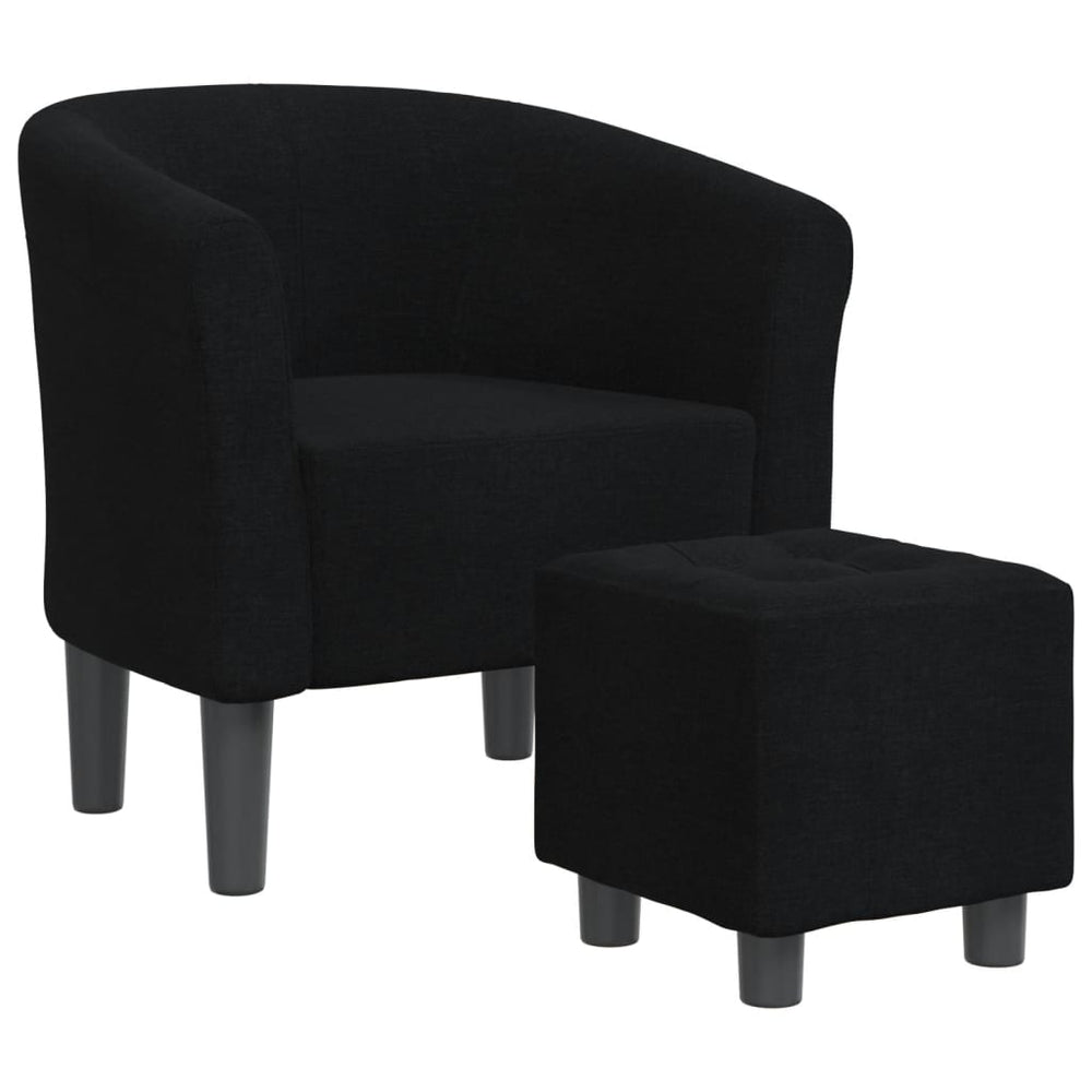 Schwarzer Clubsessel mit Hocker
