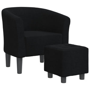 Schwarzer Clubsessel mit Hocker