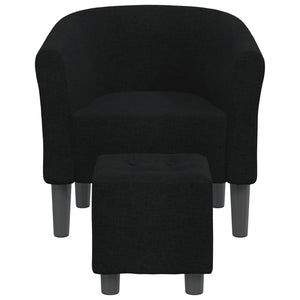 Schwarzer Clubsessel mit Hocker