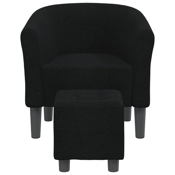 Schwarzer Clubsessel mit Hocker