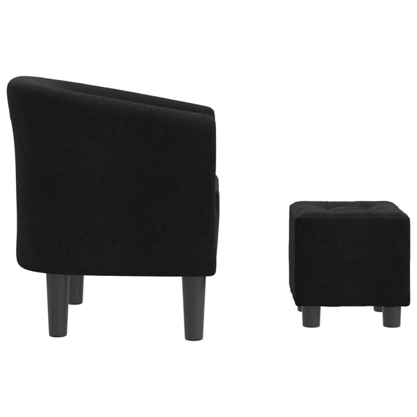 Schwarzer Clubsessel mit Hocker