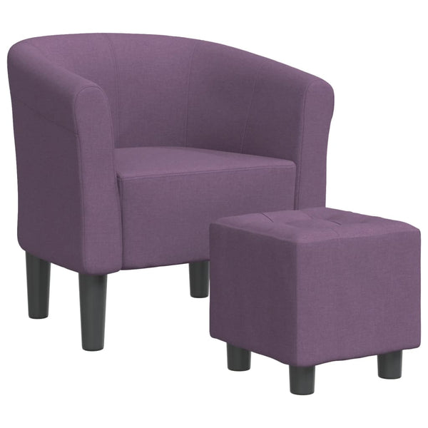 Clubsessel mit Hocker Lila Stoff