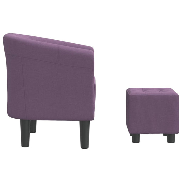 Clubsessel mit Hocker Lila Stoff