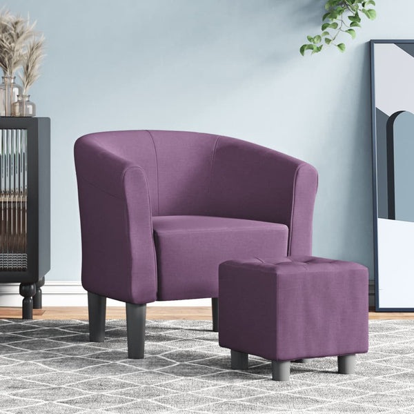 Clubsessel mit Hocker Lila Stoff