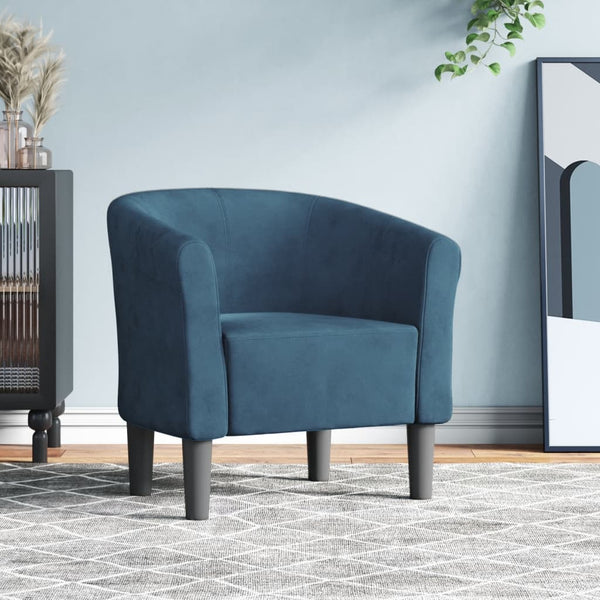 vidaXL Fauteuil club en velours bleu foncé