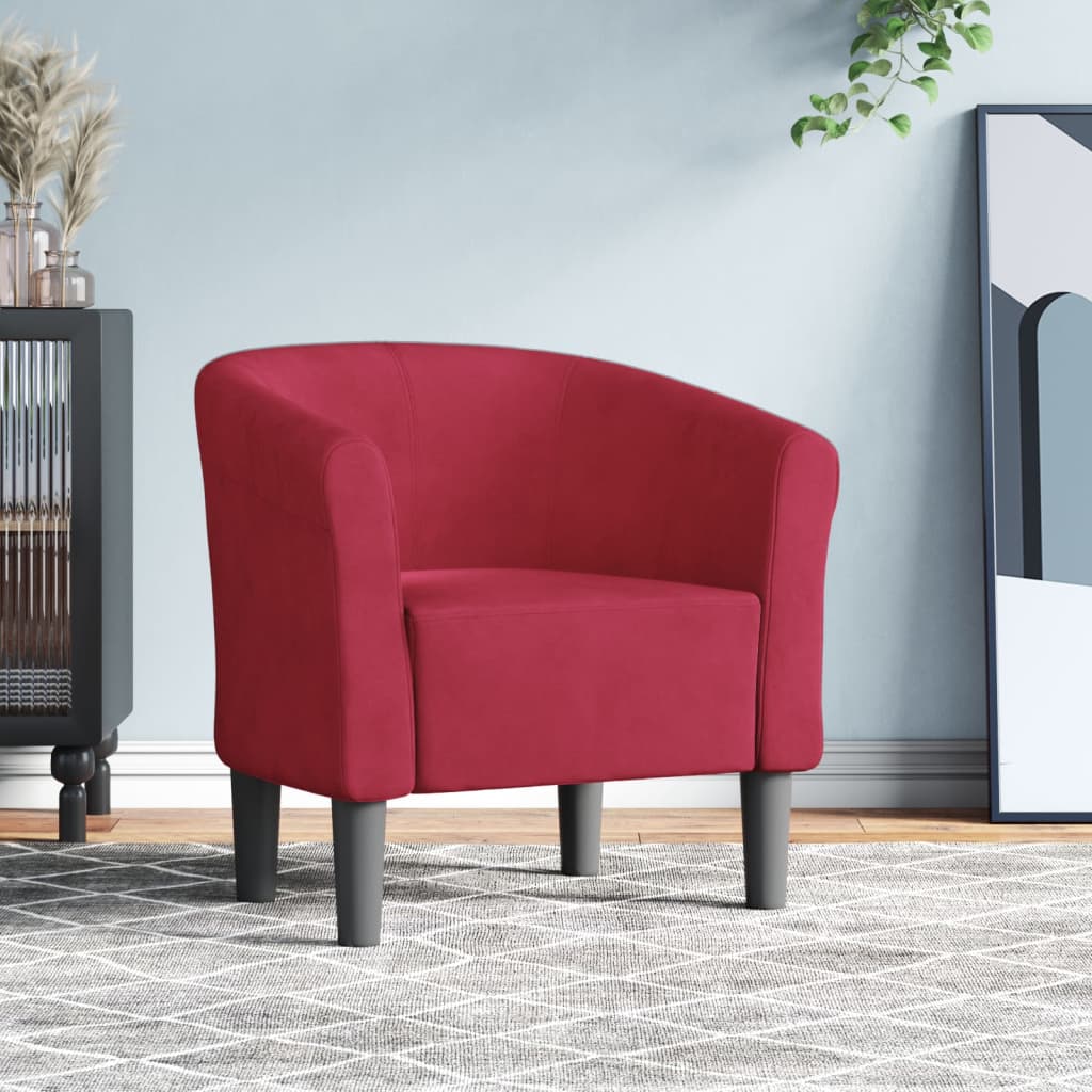 vidaXL Fauteuil club velours rouge vin