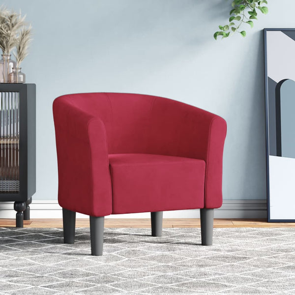 vidaXL Fauteuil club velours rouge vin