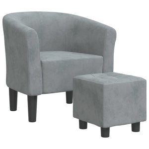 Clubsessel mit Hocker, Dunkelgrau Samt