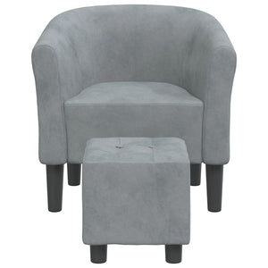Clubsessel mit Hocker, Dunkelgrau Samt