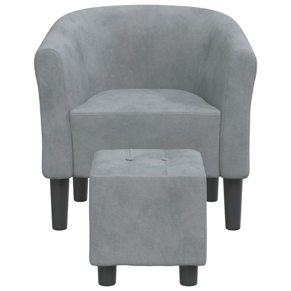 Clubsessel mit Hocker, Dunkelgrau Samt