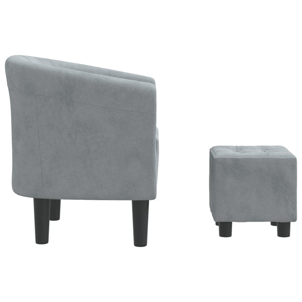 Clubsessel mit Hocker, Dunkelgrau Samt