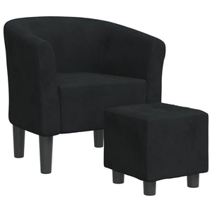 Clubsessel mit Hocker Schwarz Samt