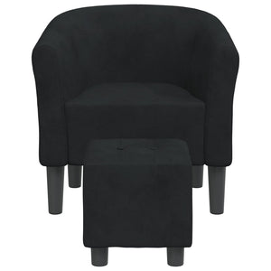 Clubsessel mit Hocker Schwarz Samt