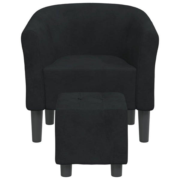 Clubsessel mit Hocker Schwarz Samt