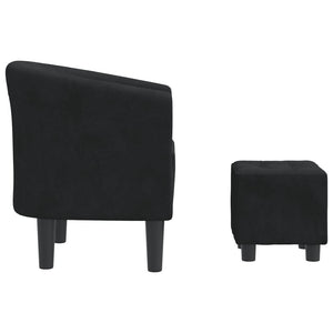 Clubsessel mit Hocker Schwarz Samt
