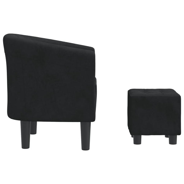 Clubsessel mit Hocker Schwarz Samt