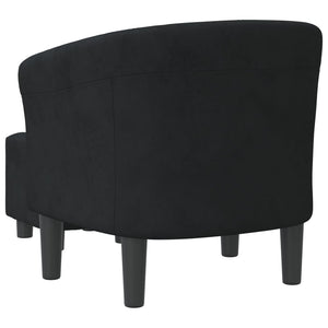 Clubsessel mit Hocker Schwarz Samt