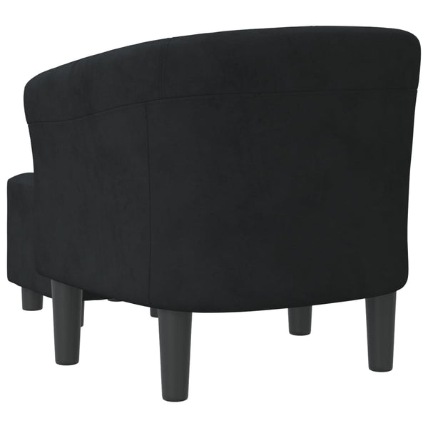 Clubsessel mit Hocker Schwarz Samt