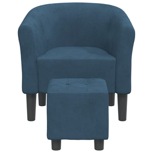 Clubsessel mit Hocker, Dunkelblau Samt