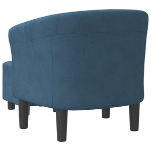 Clubsessel mit Hocker, Dunkelblau Samt
