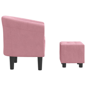 Clubsessel Rosa Samt mit Fußhocker