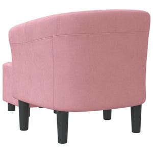 Clubsessel Rosa Samt mit Fußhocker