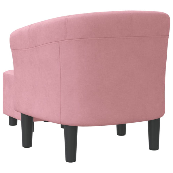 Clubsessel Rosa Samt mit Fußhocker